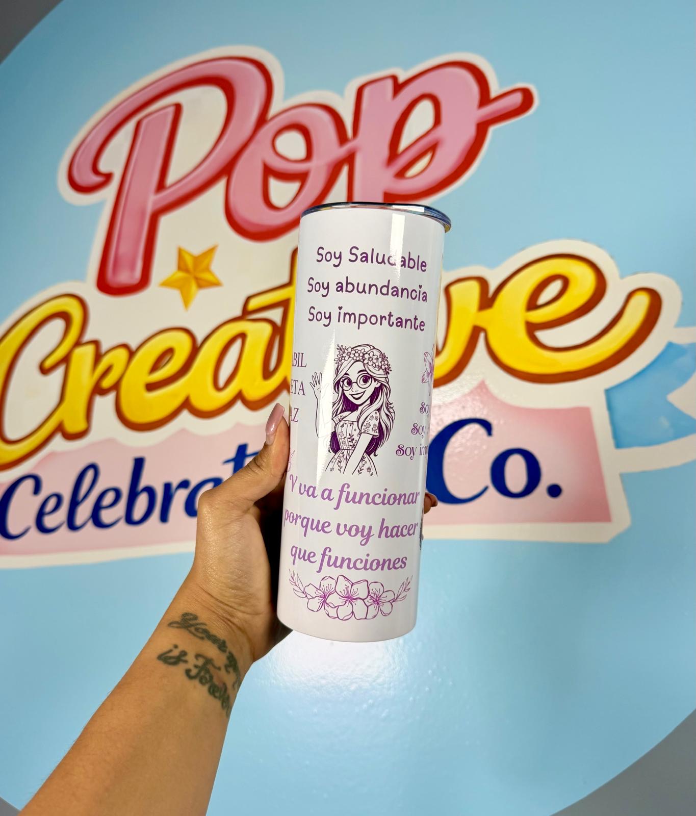 Tumbler personalizado con afirmaciones