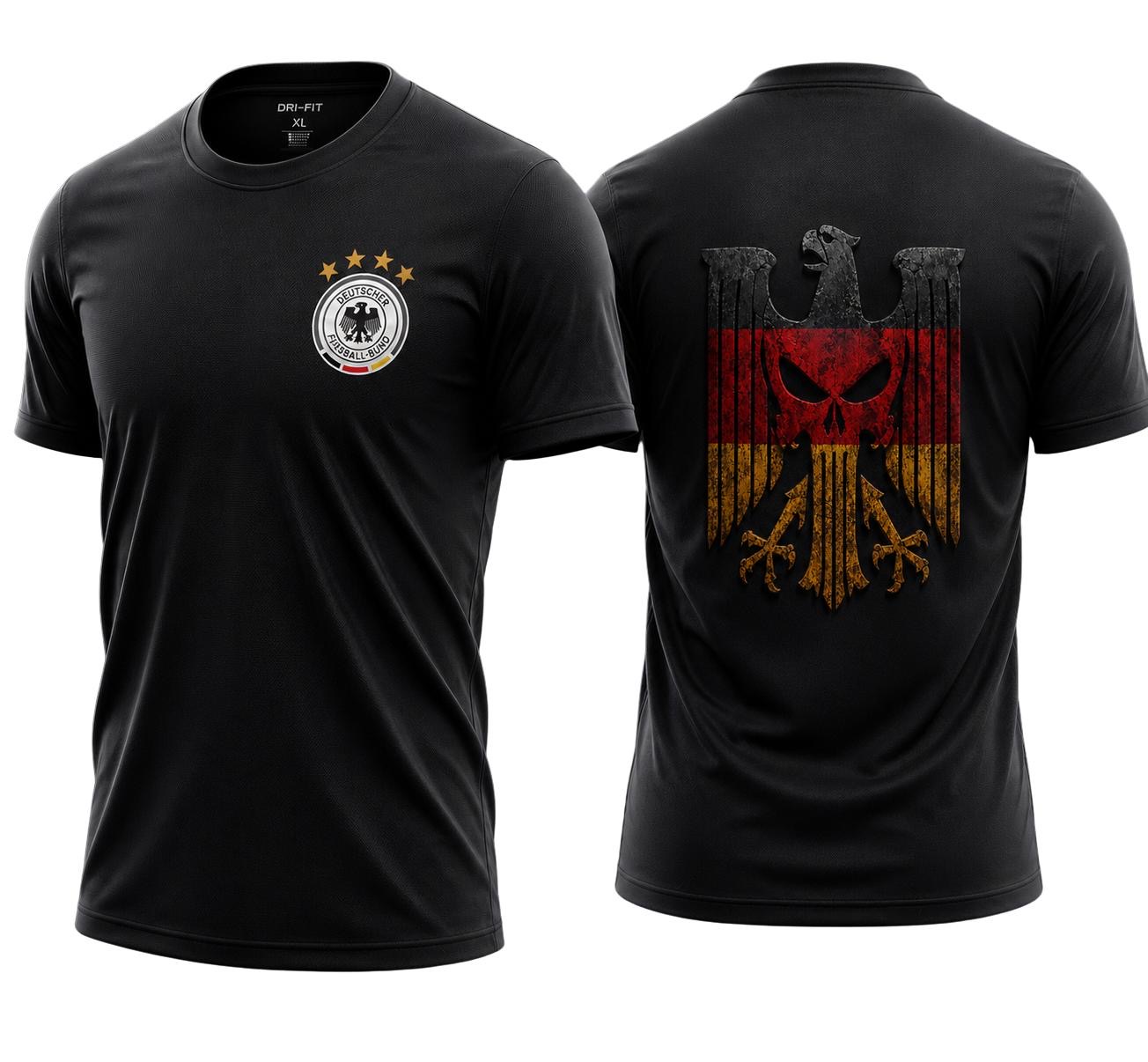 Camiseta negra Alemania con diseño frontal y posterior