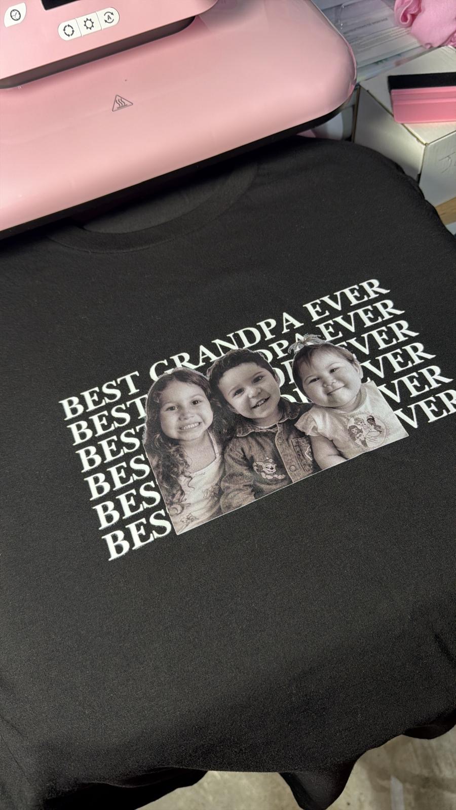 Camiseta Best Grandpa Ever personalizada con fotografía familiar